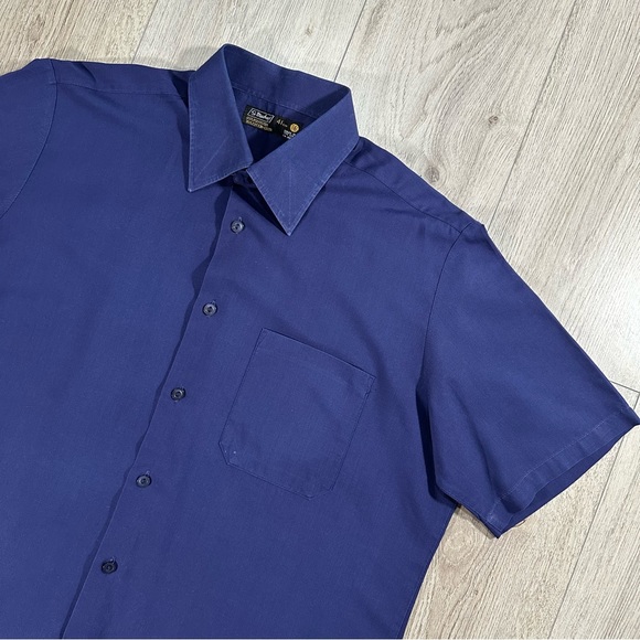 Vintage St Michael Blue Button-up Short Sleeve Shirt Size Medium - Picture 2 of 8